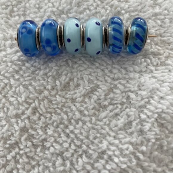 Pandora Murano Glass Bead Blue Charms Set of 6 - Picture 1 of 6